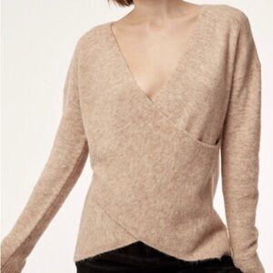Babaton Tan V-Neck Sweater Soft Knit Timeless Design